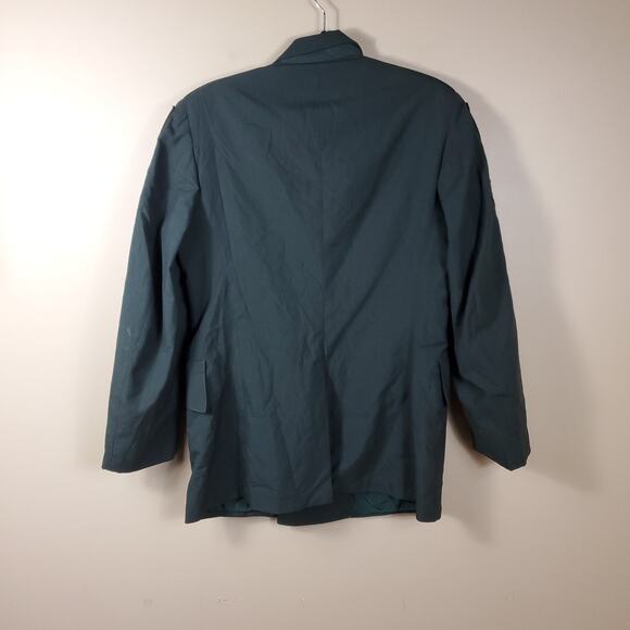 Vintage Army Green Service Coat Blazer Gold Tone Hardware Wool Blend 38R - Picture 9 of 12